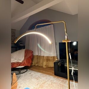 Gold Arc Floor Lamp - Modern LED Curved Shade